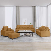 4-dijelni set sofa s jastucima smeđi baršunasti