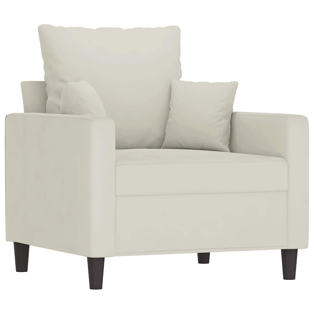4-dijelni set sofa s jastucima krem baršunasti