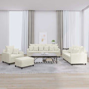 4-dijelni set sofa s jastucima krem baršunasti