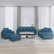 4-dijelni set sofa s jastucima plavi baršunasti