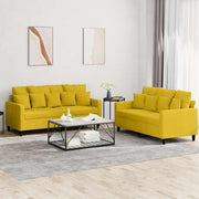2-dijelni set sofa s jastucima žuti baršunasti