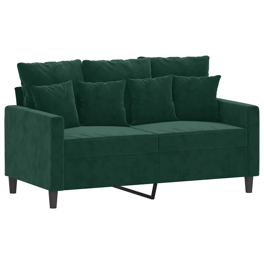 3-dijelni set sofa s jastucima tamnozeleni baršunasti