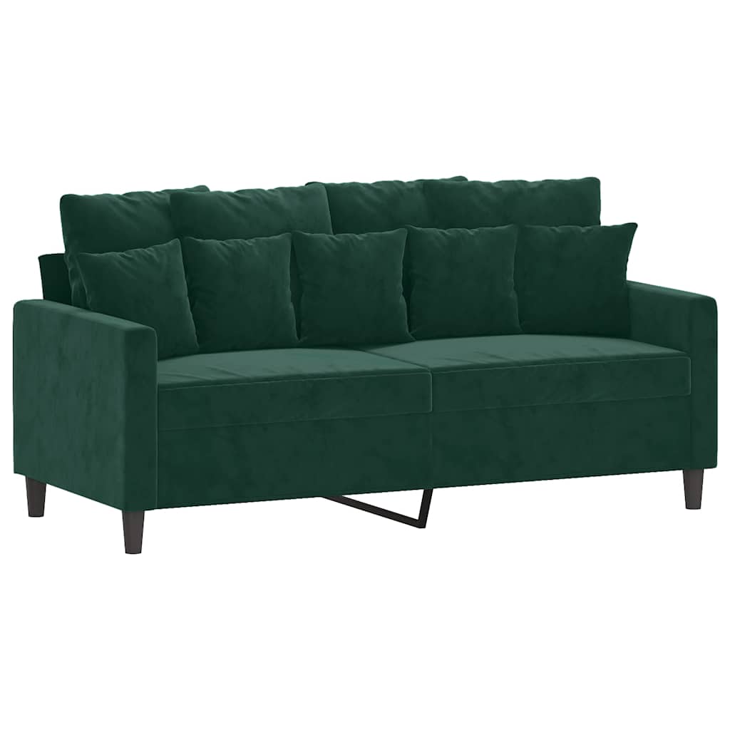 3-dijelni set sofa s jastucima tamnozeleni baršunasti