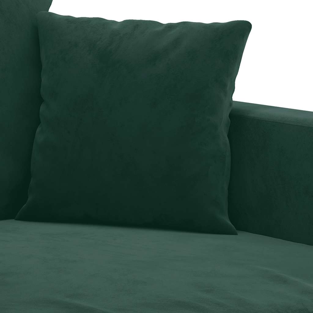 3-dijelni set sofa s jastucima tamnozeleni baršunasti