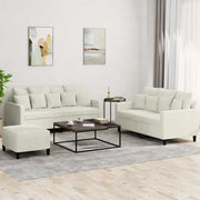3-dijelni set sofa s jastucima krem baršunasti Krema