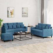 3-dijelni set sofa s jastucima plavi baršunasti
