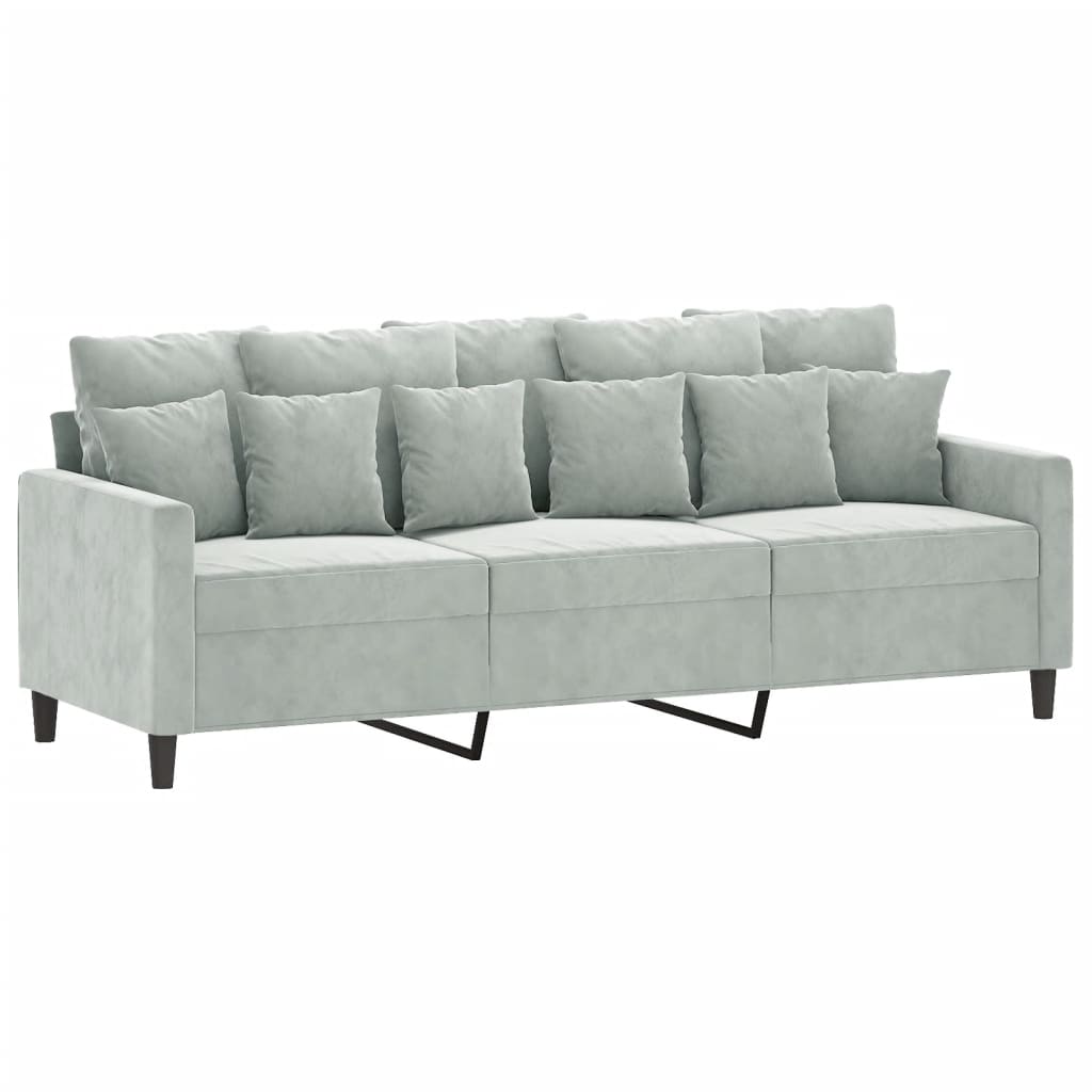 2-dijelni set sofa s jastucima svjetlosivi baršunasti