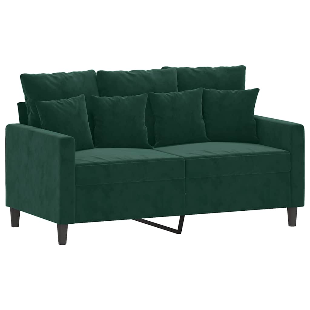 2-dijelni set sofa s jastucima tamnozeleni baršunasti