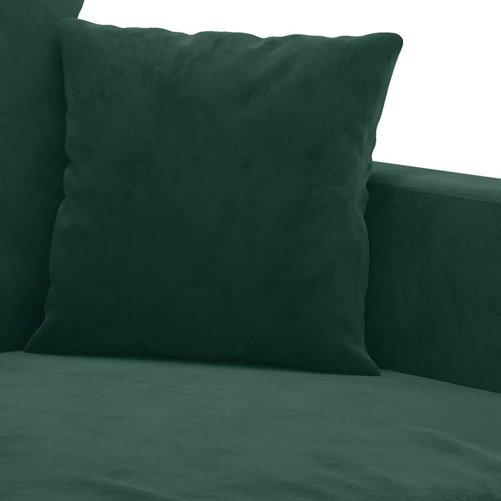 2-dijelni set sofa s jastucima tamnozeleni baršunasti