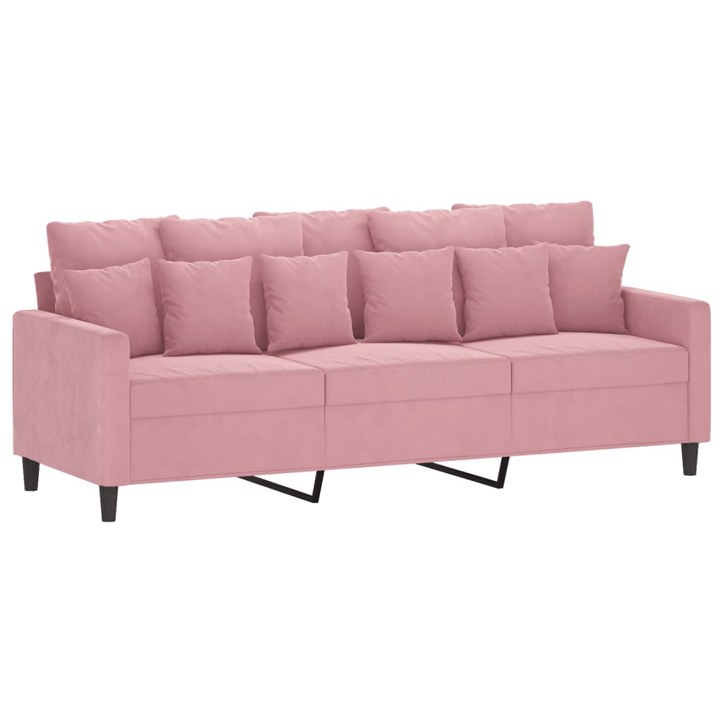 2-dijelni set sofa s jastucima ružičasti baršunasti