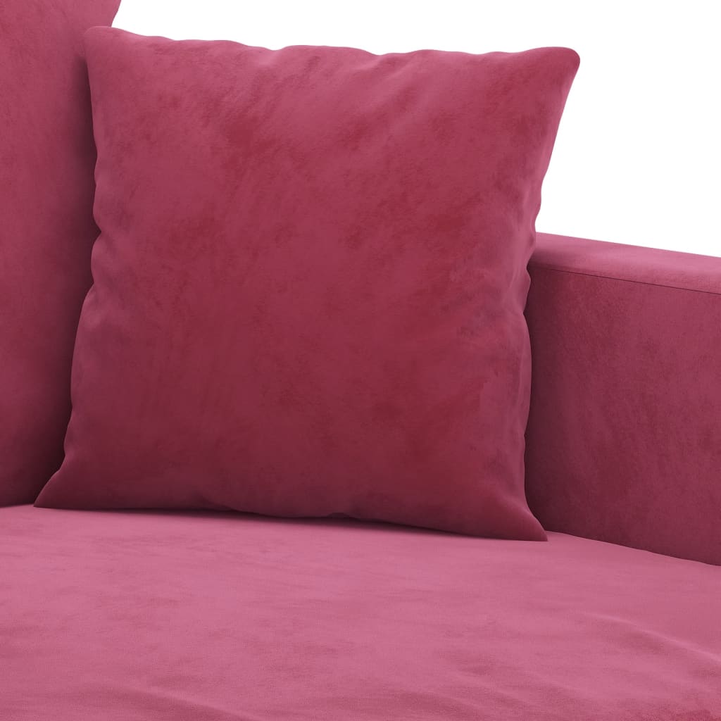 2-dijelni set sofa s jastucima crvena boja vina baršunasti