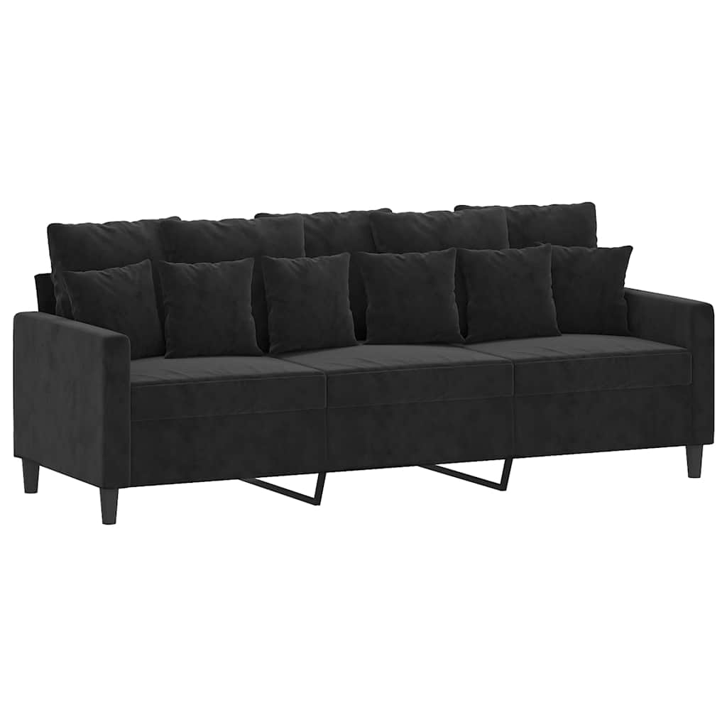 2-dijelni set sofa s jastucima crni baršunasti