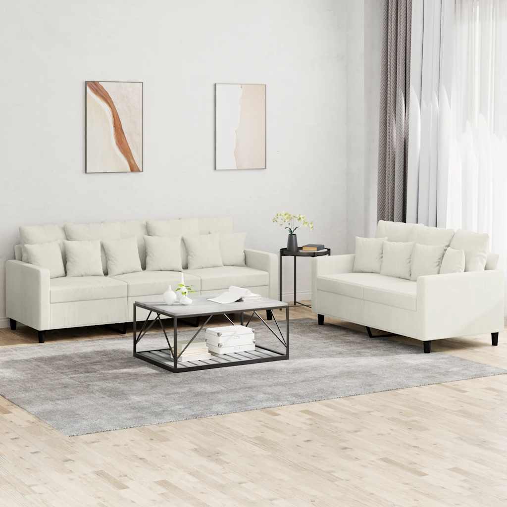 2-dijelni set sofa s jastucima krem baršunasti