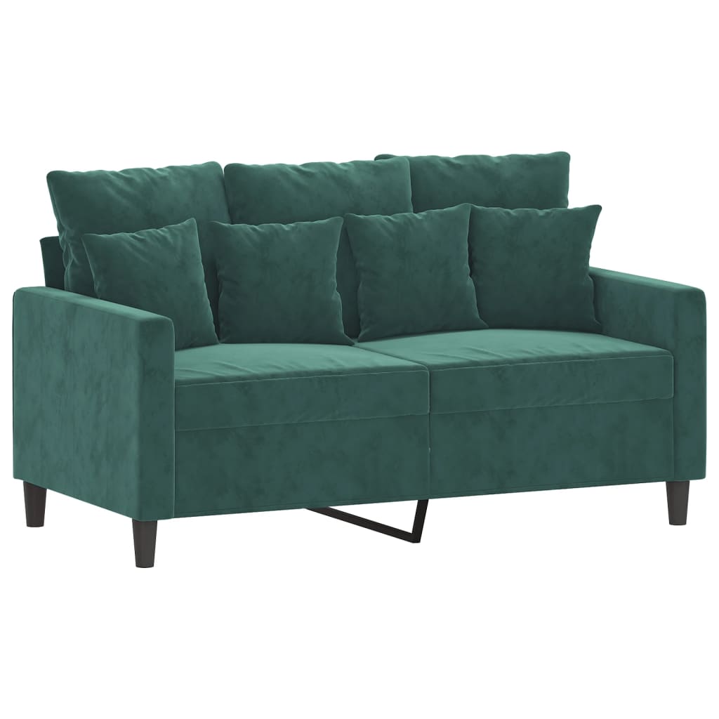 3-dijelni set sofa s jastucima tamnozeleni baršunasti