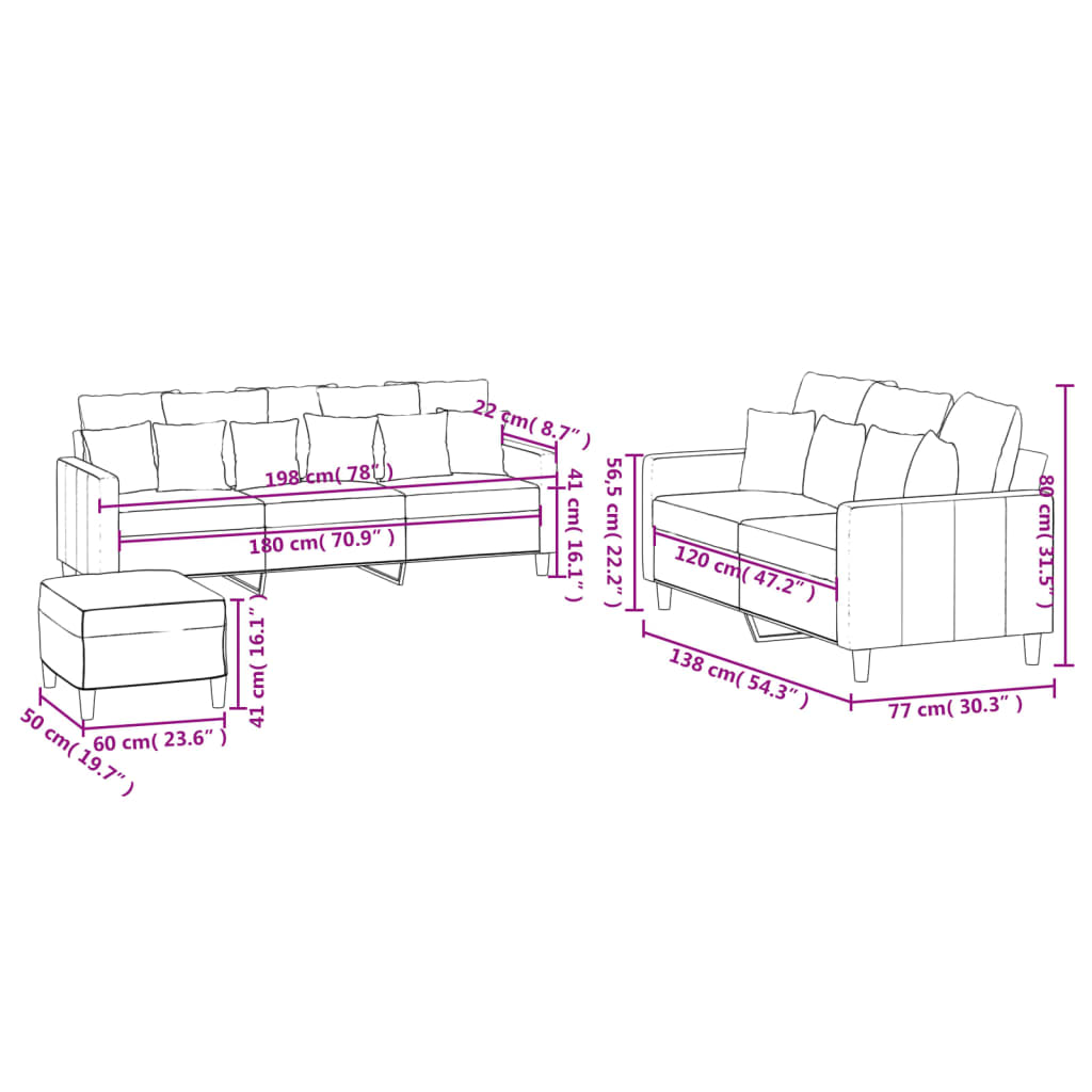 3-dijelni set sofa s jastucima tamnozeleni baršunasti