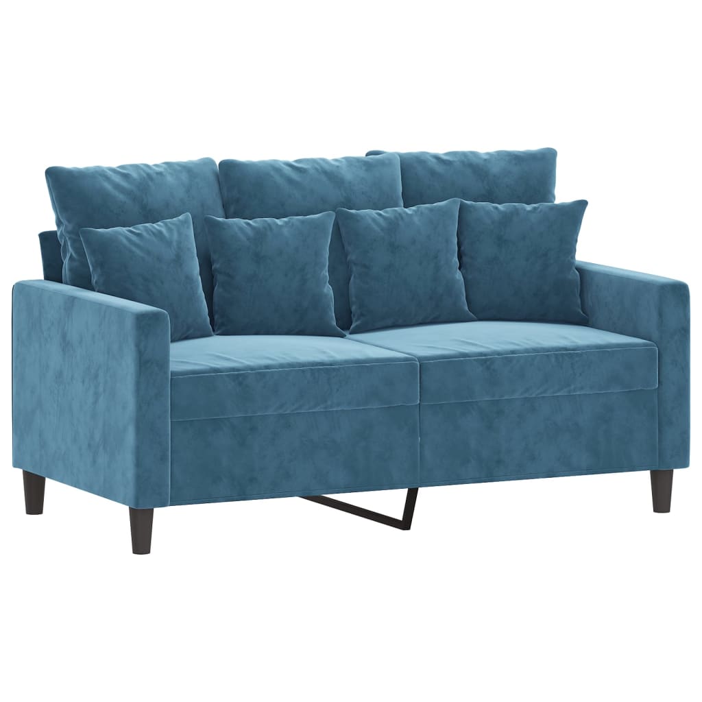 3-dijelni set sofa s jastucima plavi baršunasti