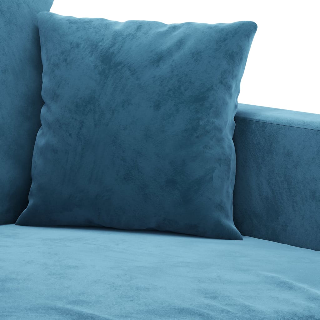 3-dijelni set sofa s jastucima plavi baršunasti