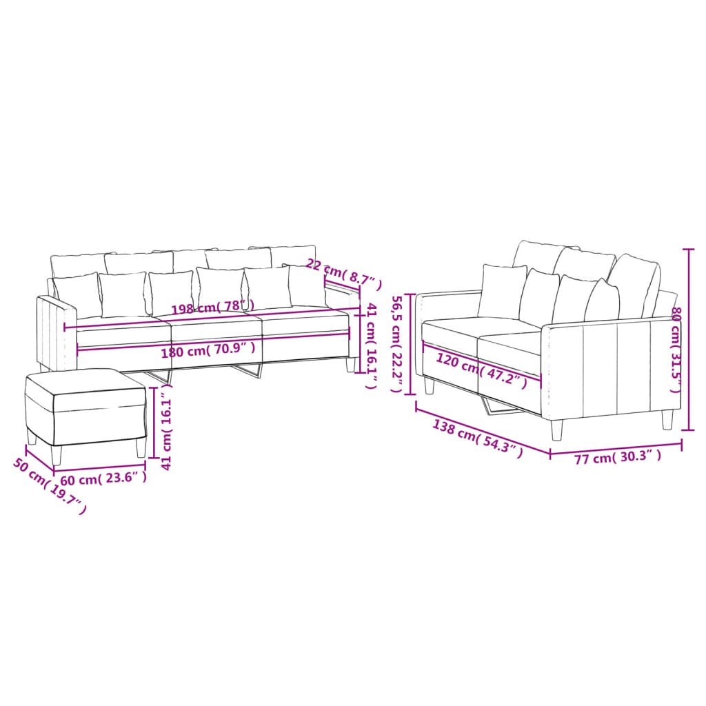 3-dijelni set sofa s jastucima plavi baršunasti
