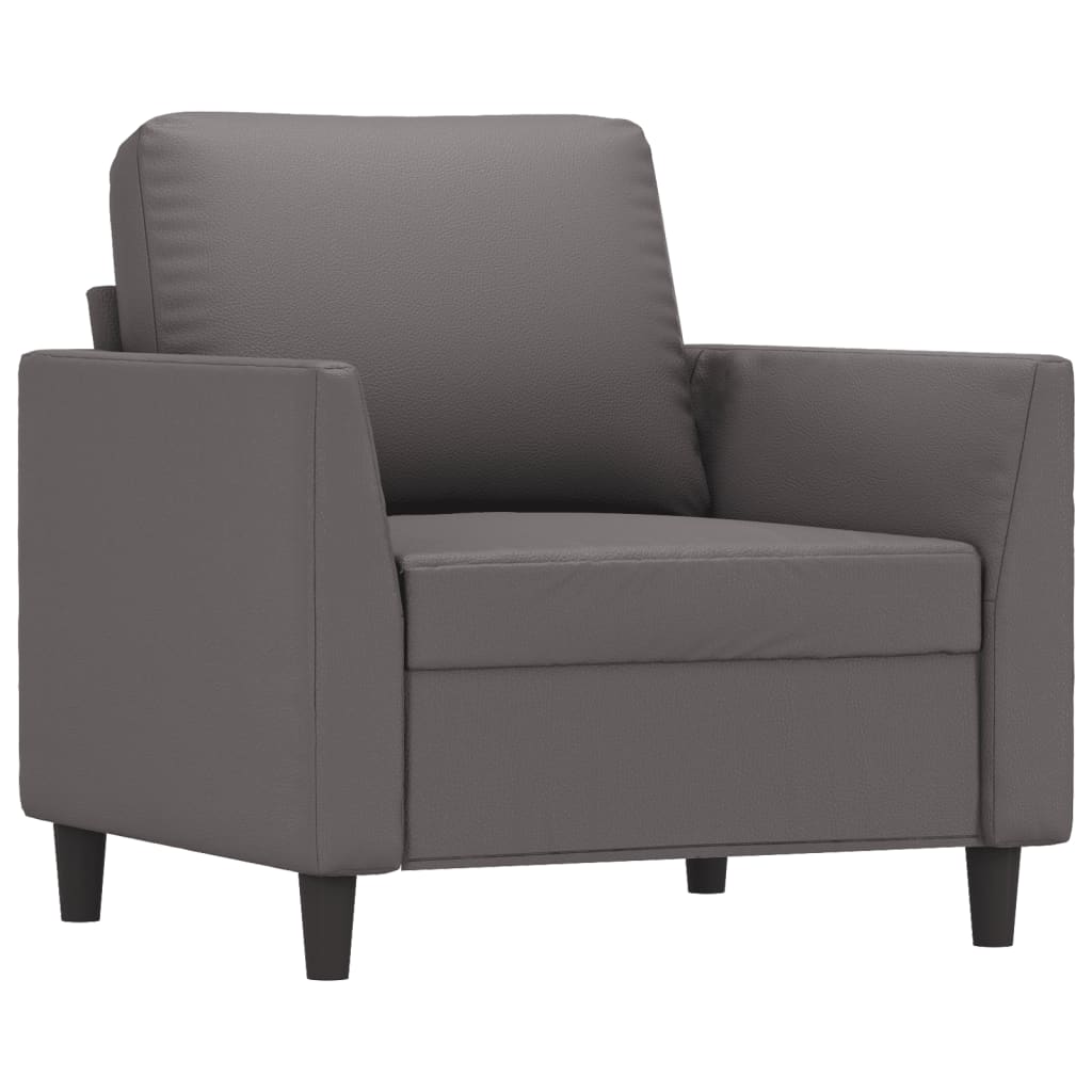 3-dijelni set sofa s jastucima sivi od umjetne kože