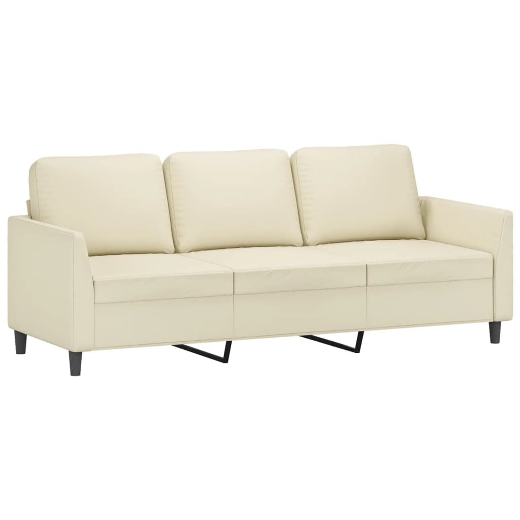4-dijelni set sofa s jastucima krem od umjetne kože