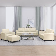 4-dijelni set sofa s jastucima krem od umjetne kože