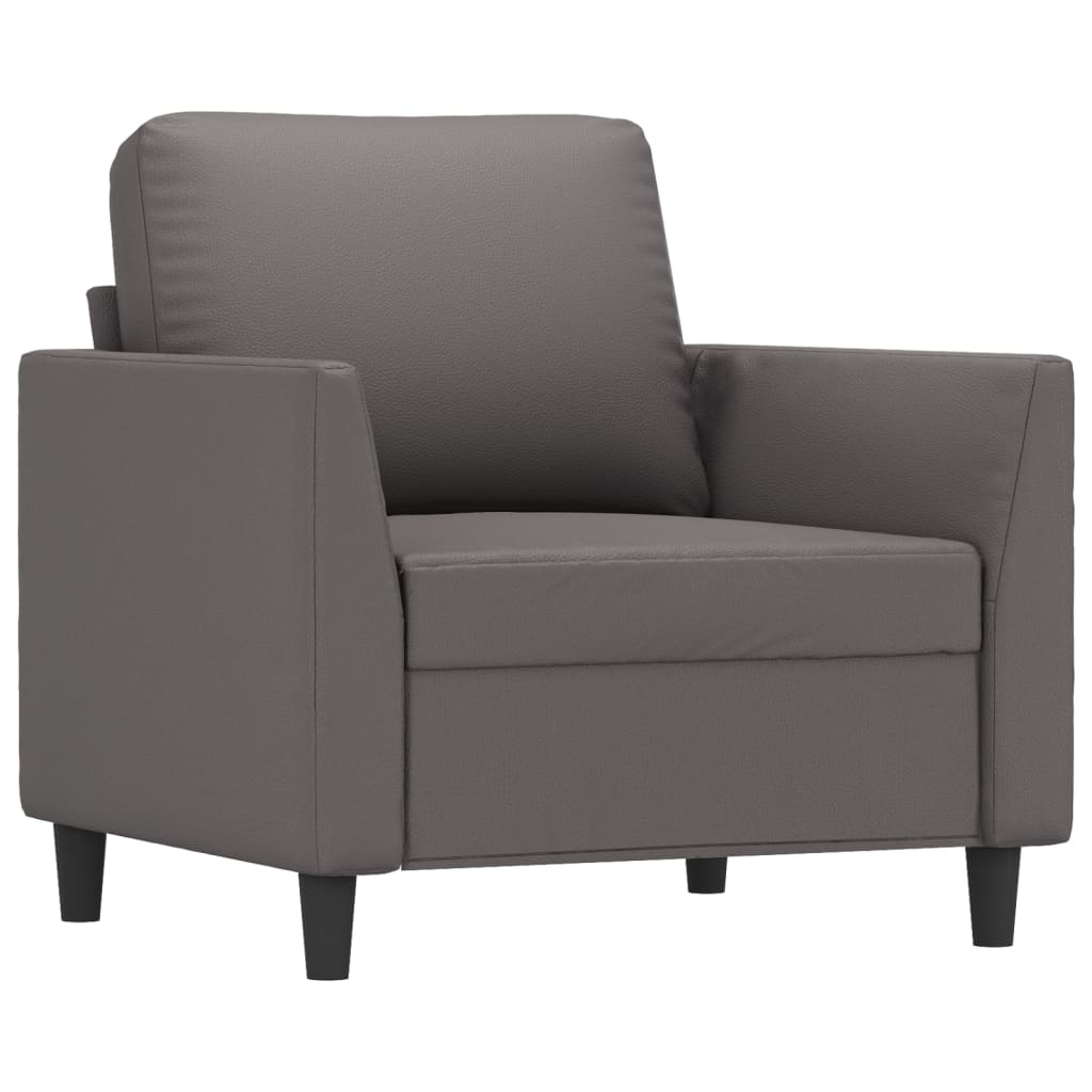 4-dijelni set sofa s jastucima sivi od umjetne kože
