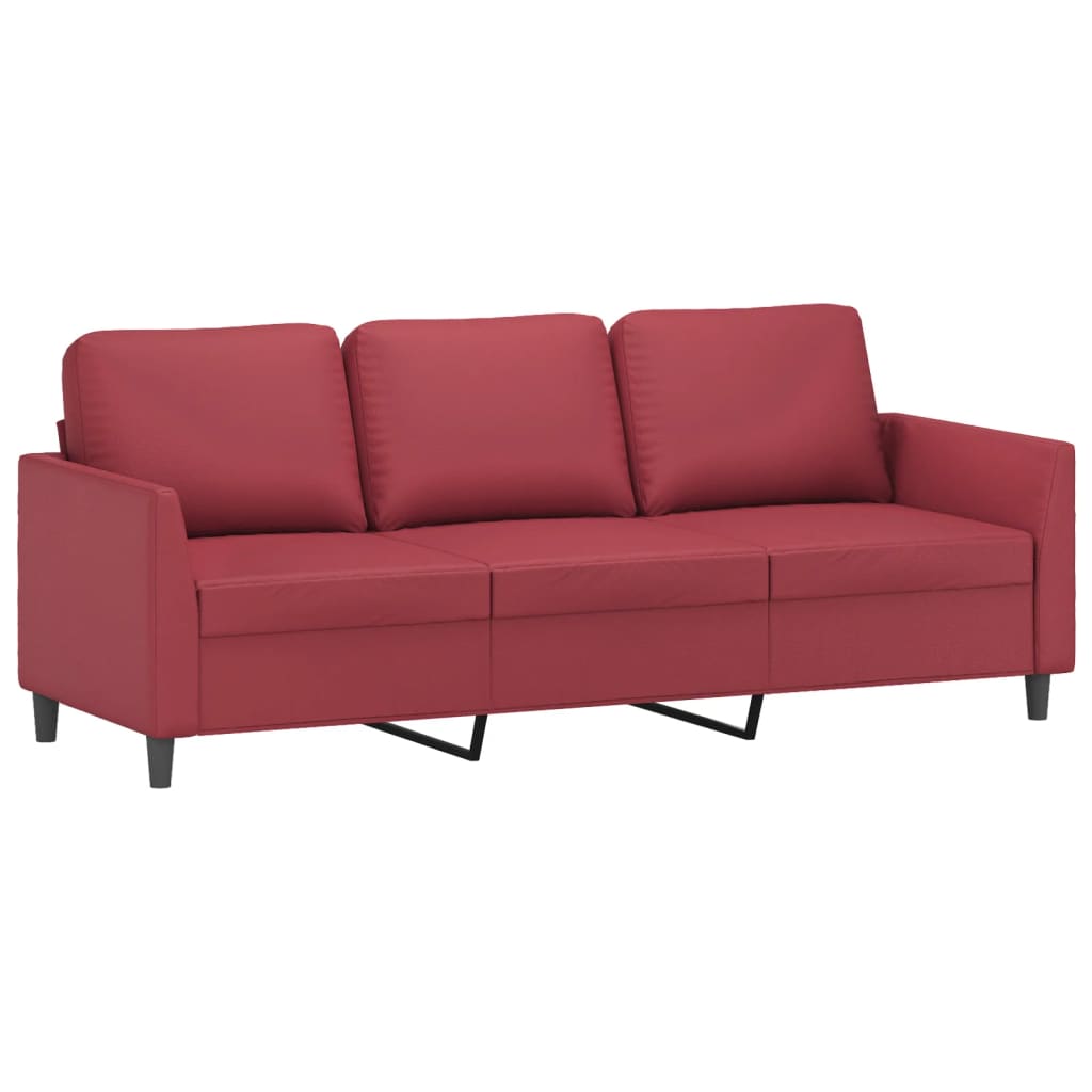 4-dijelni set sofa s jastucima crvena boja vina od umjetne kože