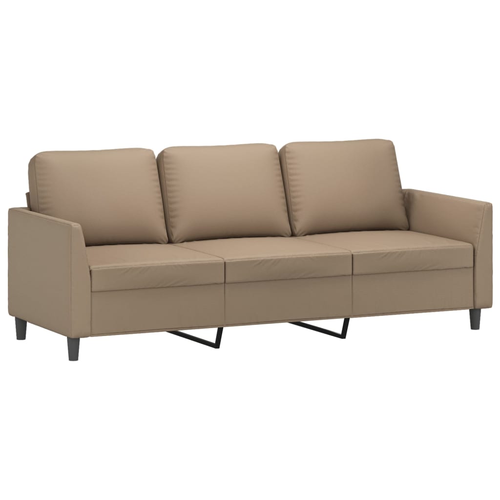 4-dijelni set sofa s jastucima boja cappuccina od umjetne kože