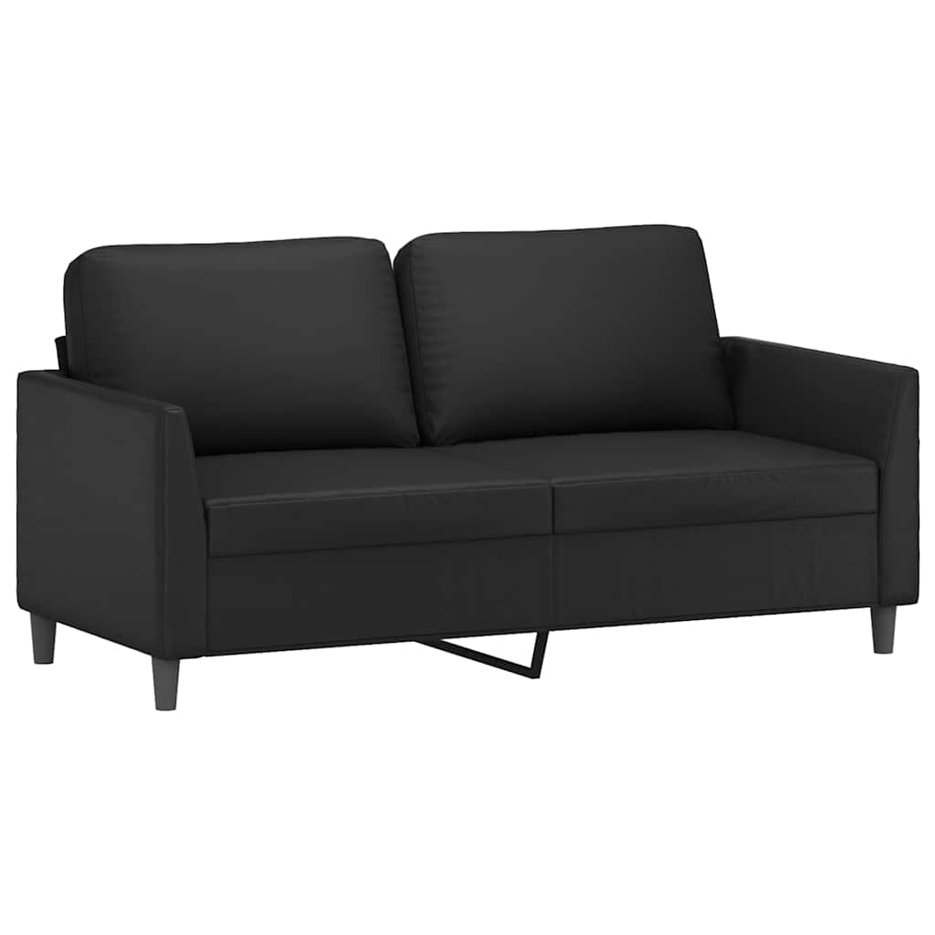 2-dijelni set sofa s jastucima crni od umjetne kože