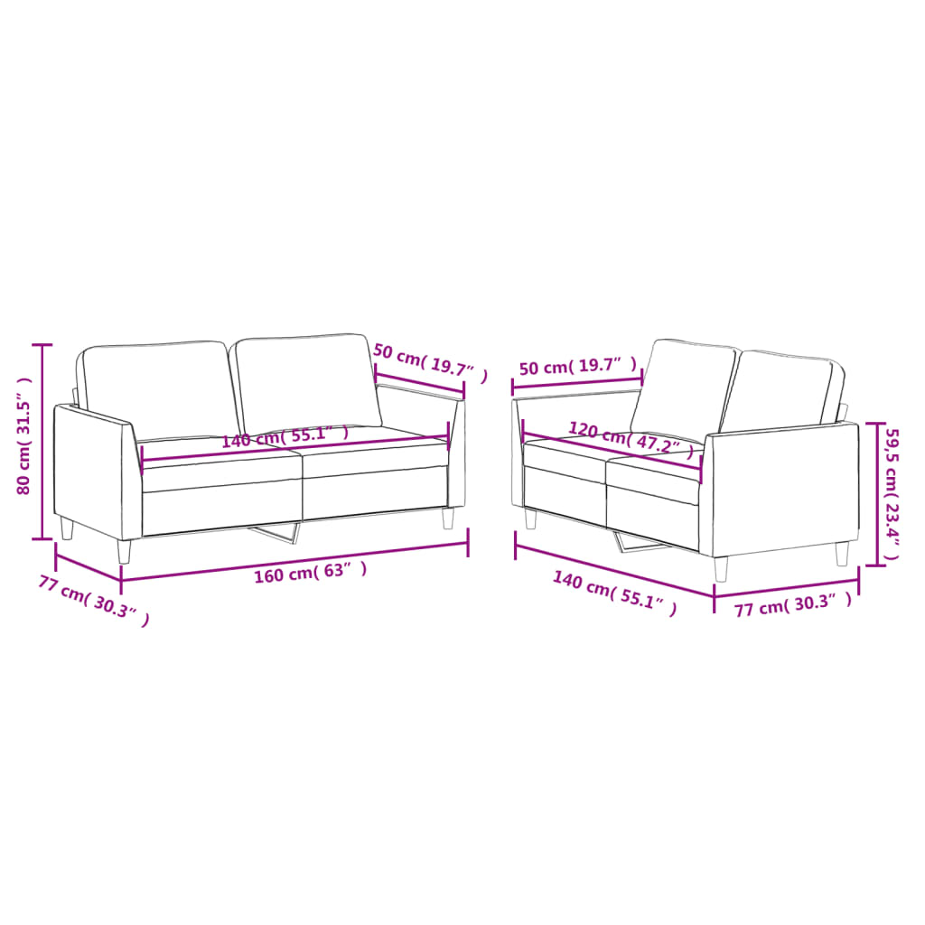 2-dijelni set sofa s jastucima sivi od umjetne kože