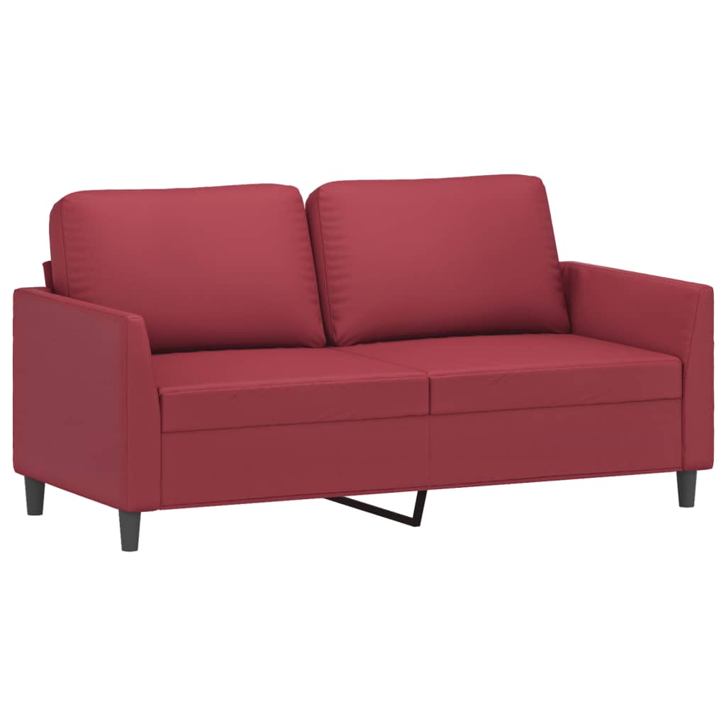 3-dijelni set sofa s jastucima boja vina od umjetne kože
