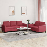 2-dijelni set sofa s jastucima boja vina od umjetne kože