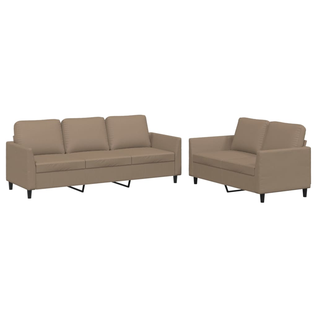 2-dijelni set sofa s jastucima boja cappuccina od umjetne kože