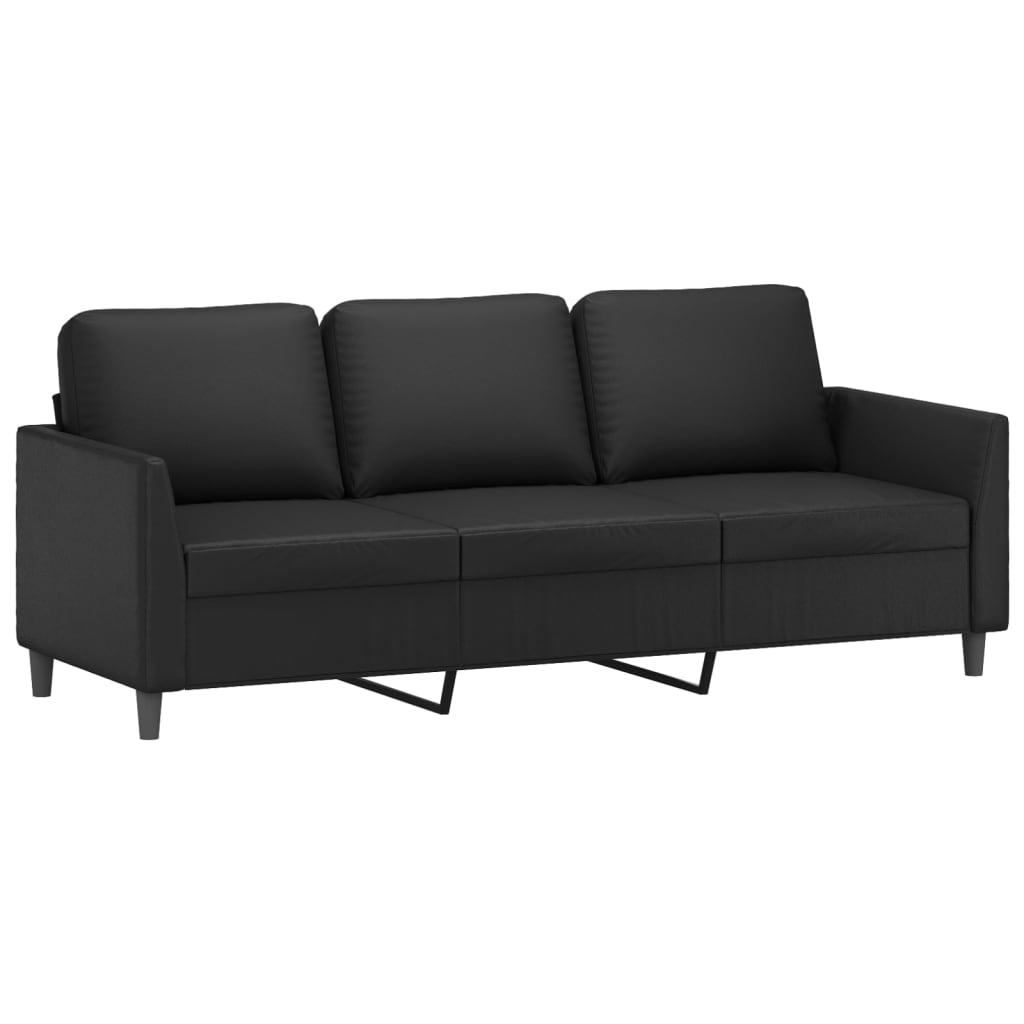 3-dijelni set sofa s jastucima crni od umjetne kože