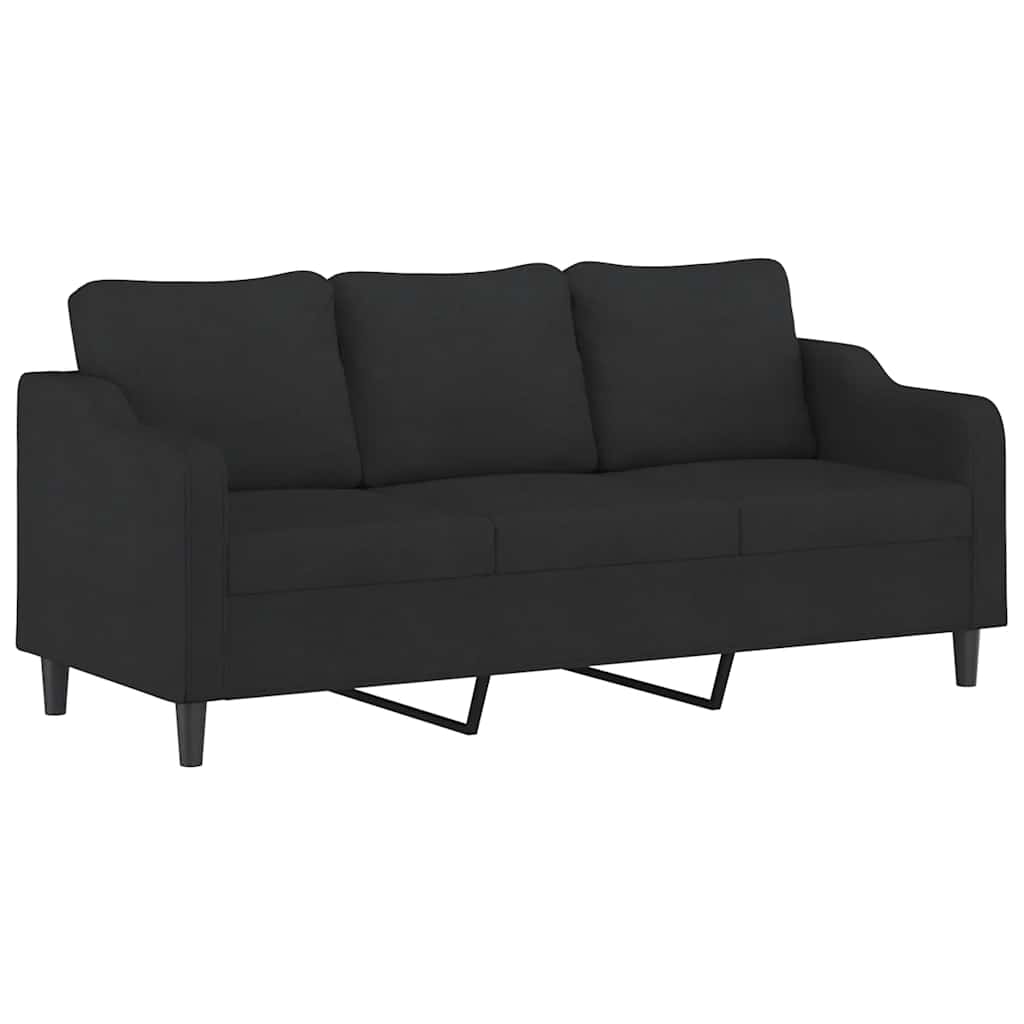 3-dijelni set sofa s jastucima crni od tkanine
