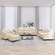 4-dijelni set sofa s jastucima krem od tkanine