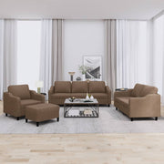 4-dijelni set sofa s jastucima smeđi od tkanine