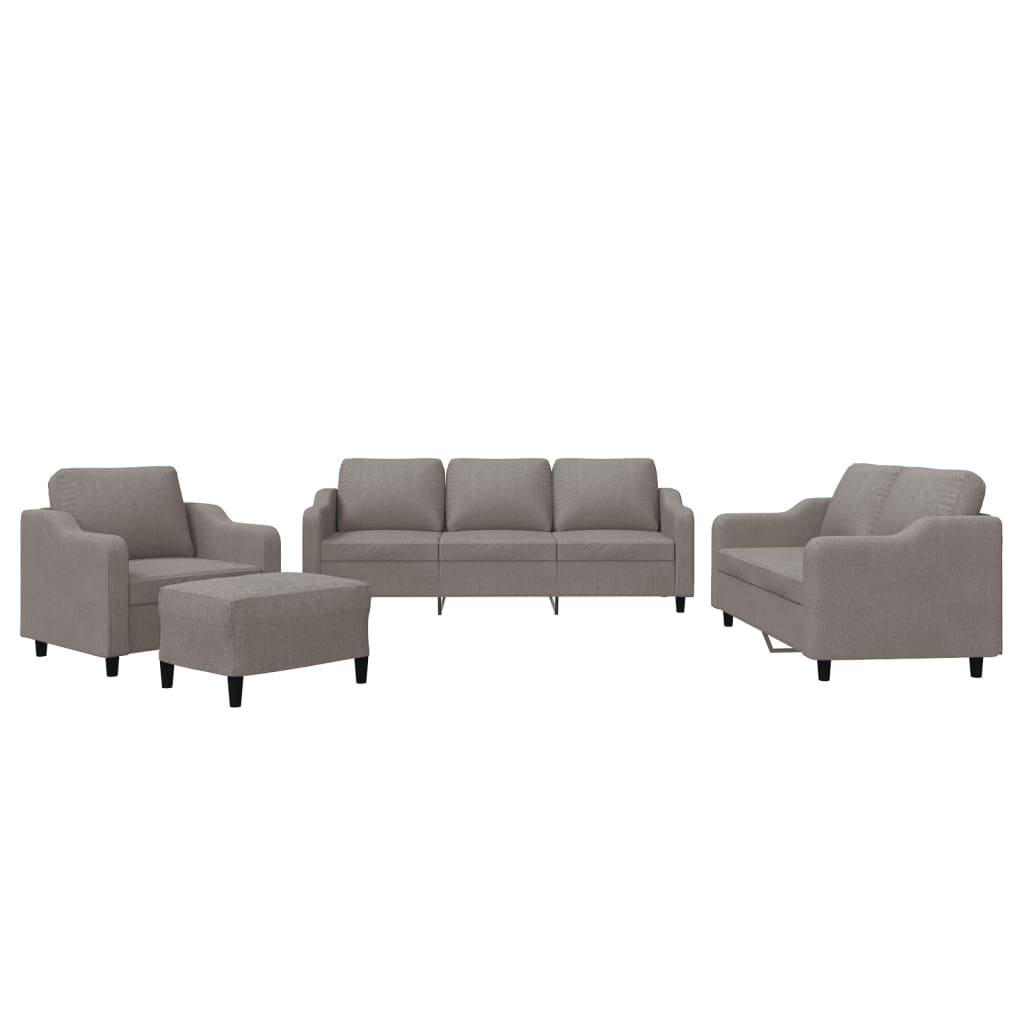 4-dijelni set sofa s jastucima smeđesivi od tkanine