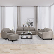 4-dijelni set sofa s jastucima smeđesivi od tkanine