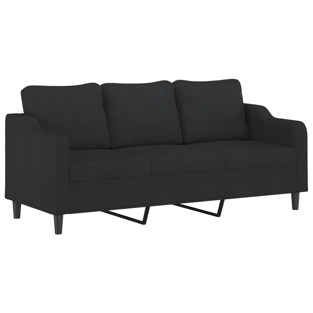 3-dijelni set sofa s jastucima crni od mikrovlakana
