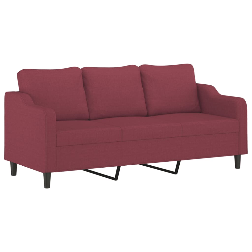 4-dijelni set sofa s jastucima crvena boja vina od tkanine