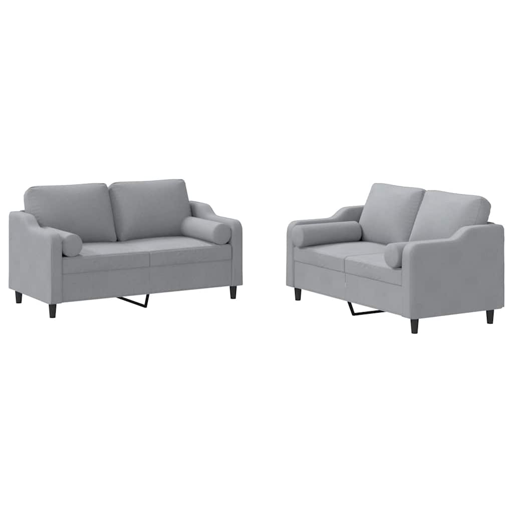 2-dijelni set sofa s jastucima svjetlosivi od tkanine