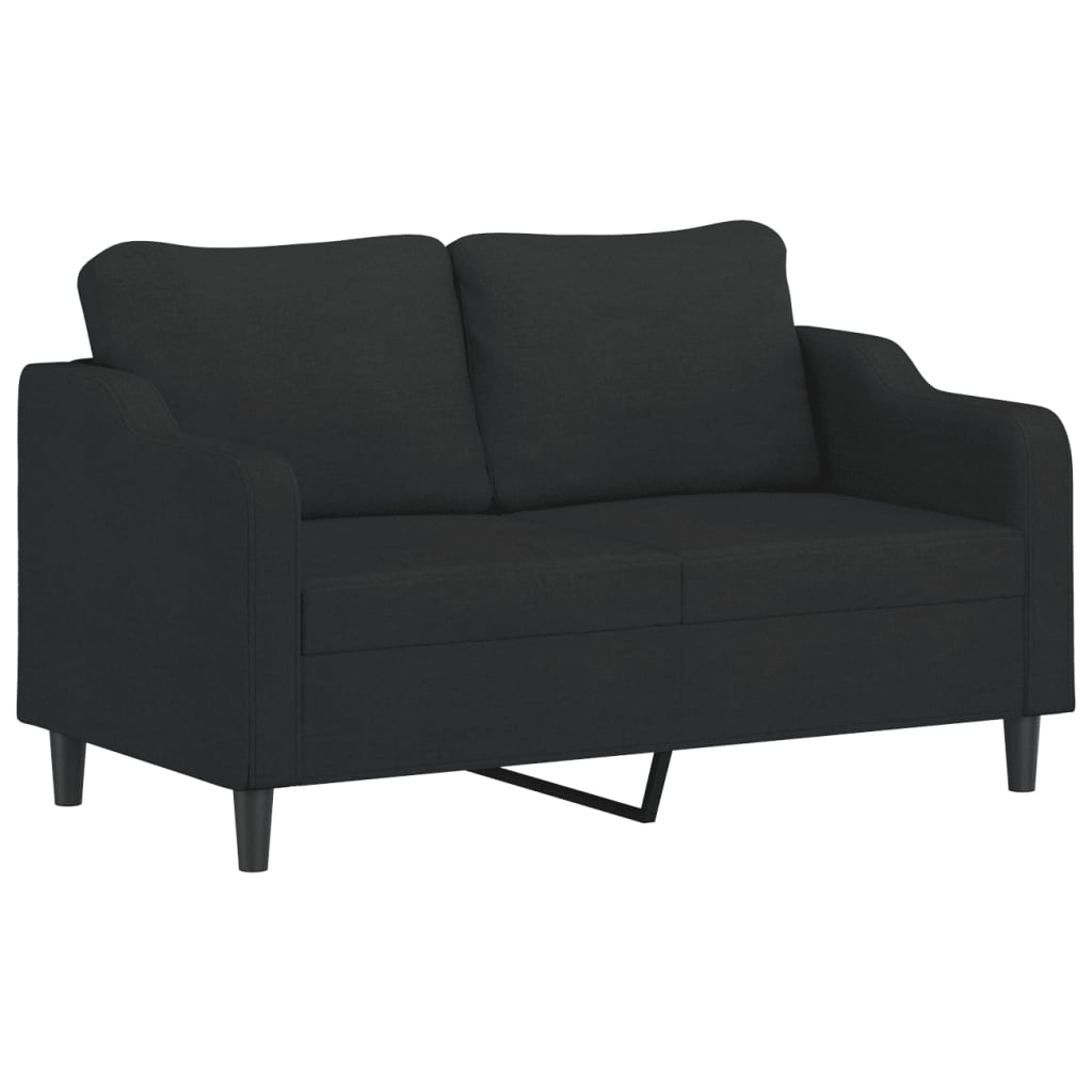 2-dijelni set sofa s jastucima crni od tkanine