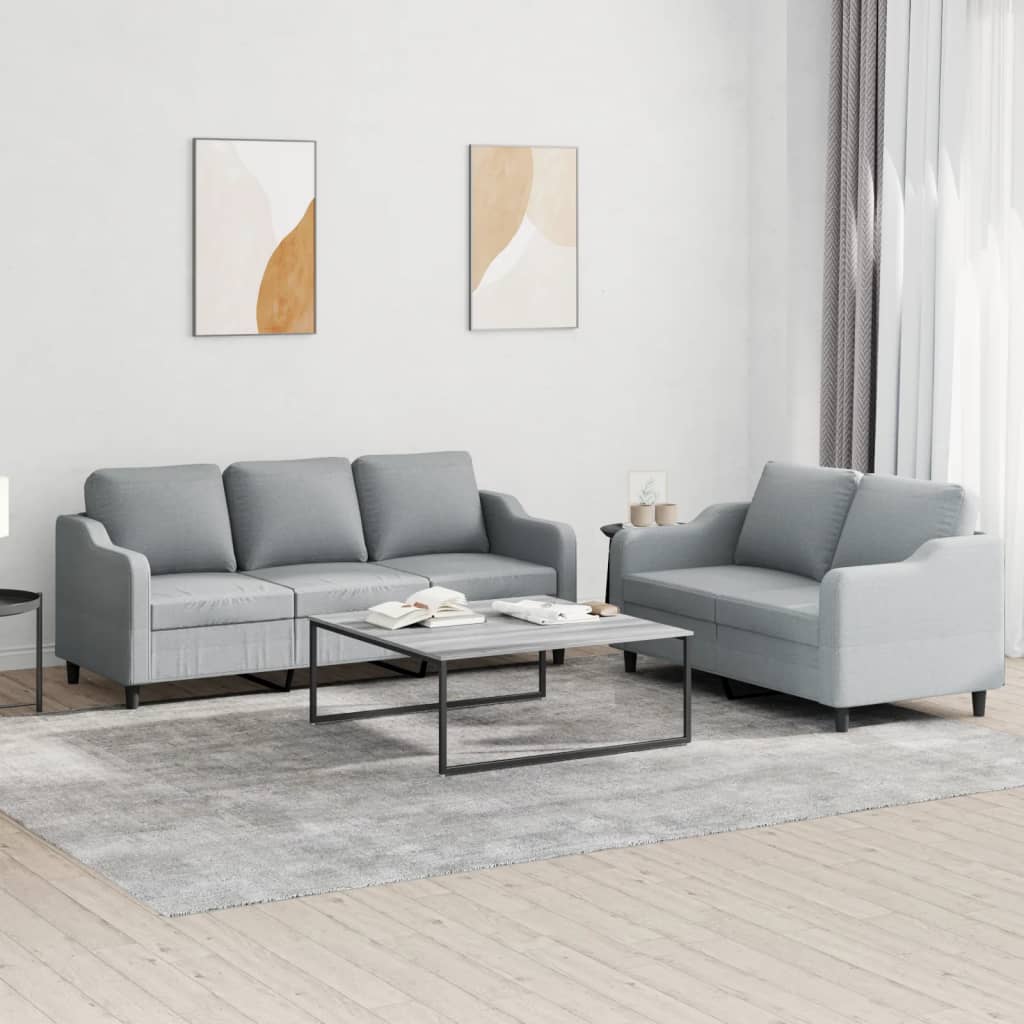 2-dijelni set sofa s jastucima svjetlosivi od tkanine