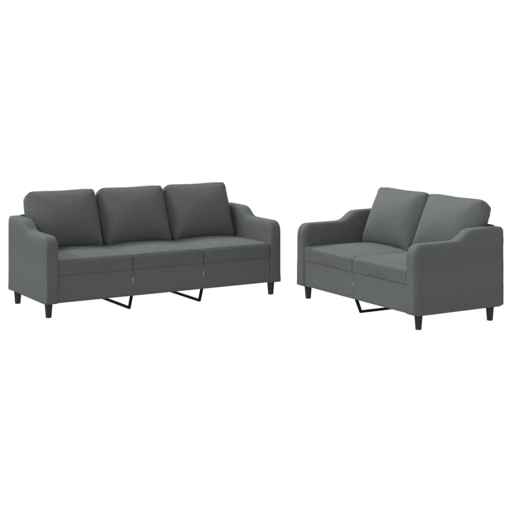 2-dijelni set sofa s jastucima tamnosivi od tkanine