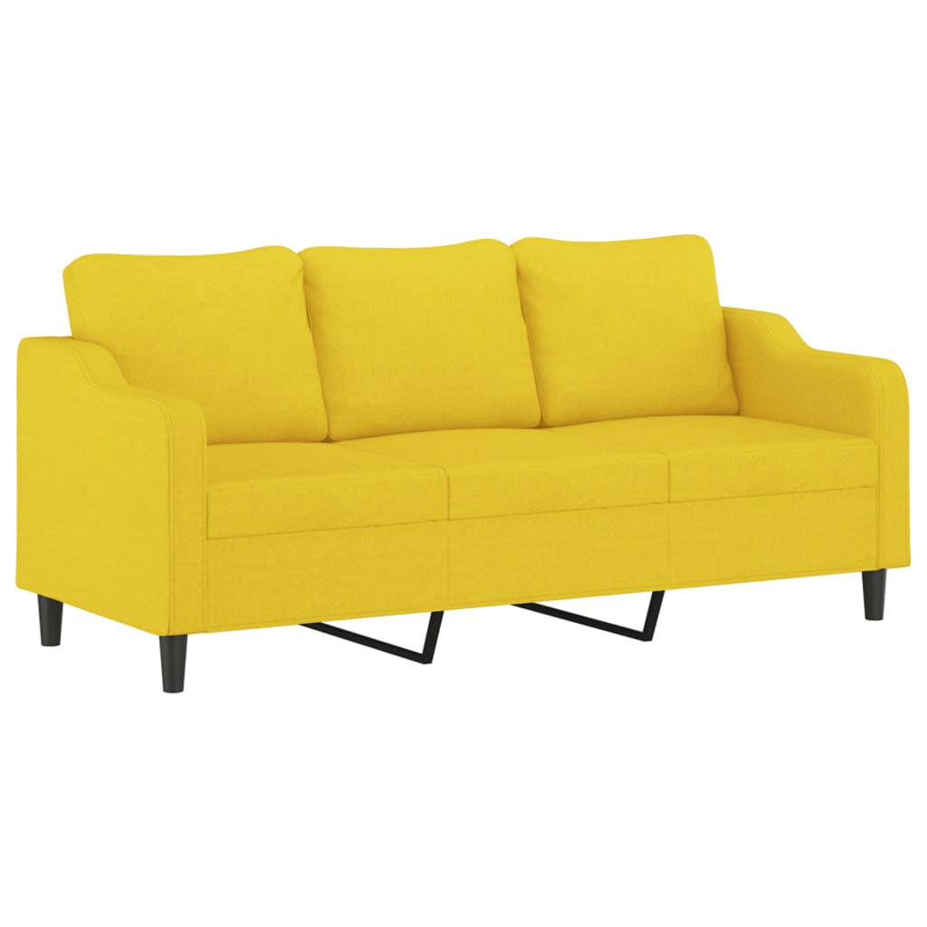 2-dijelni set sofa s jastucima svjetložuti od tkanine