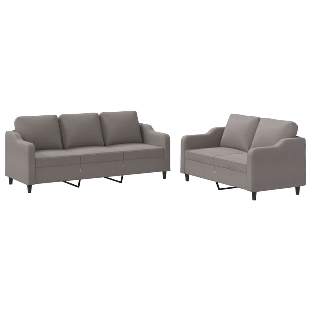 2-dijelni set sofa s jastucima smeđesivi od tkanine