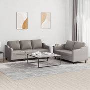 2-dijelni set sofa s jastucima smeđesivi od tkanine
