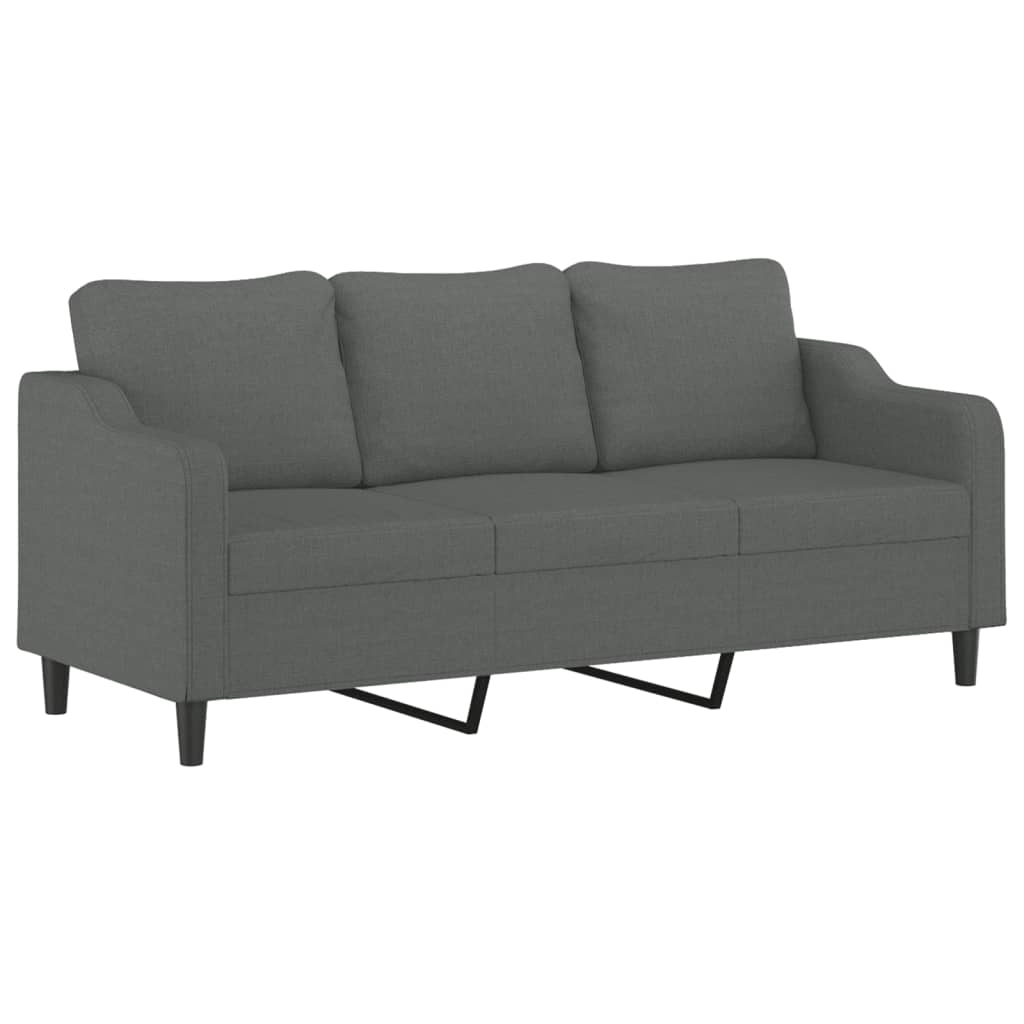 3-dijelni set sofa s jastucima tamnosivi od tkanine