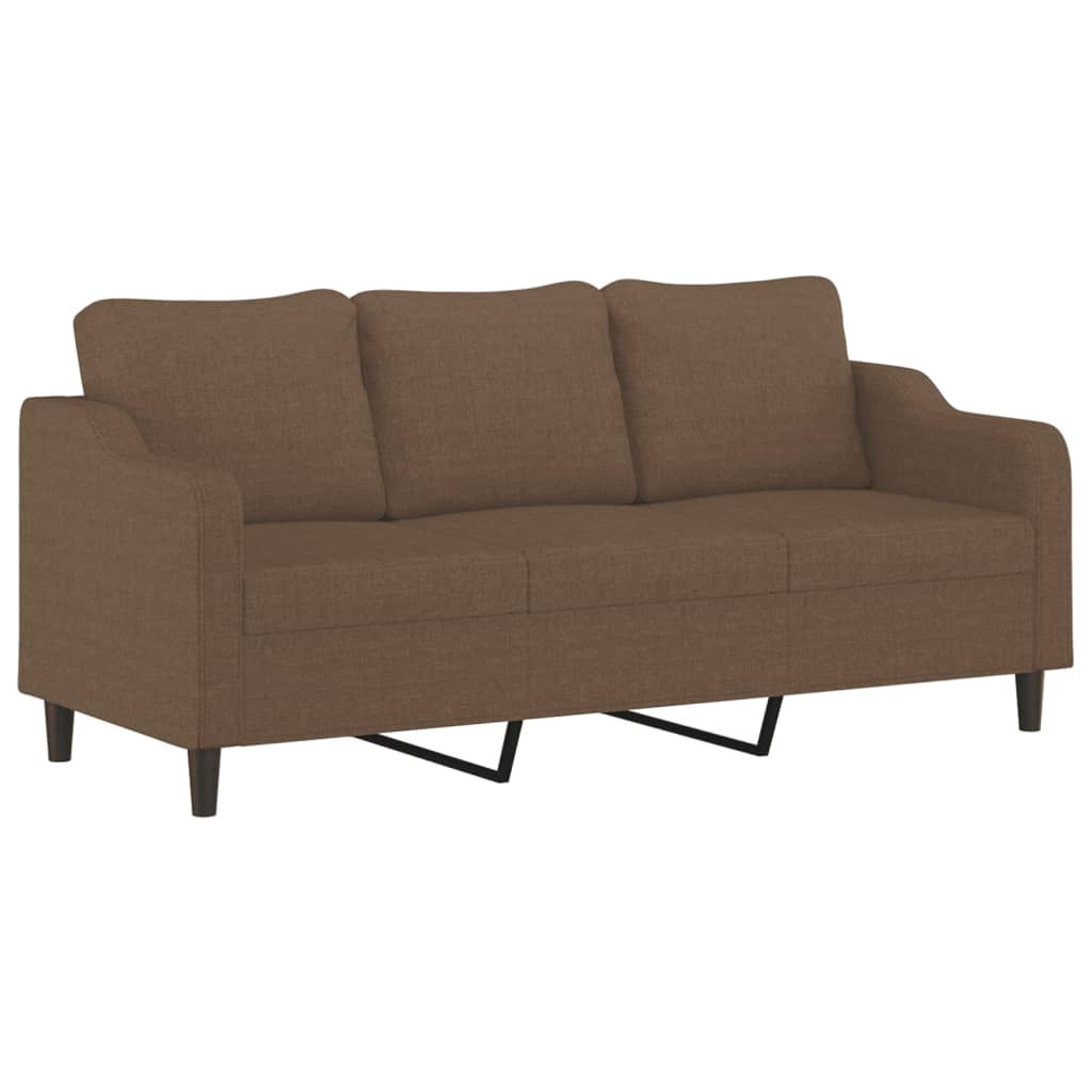 2-dijelni set sofa s jastucima smeđi od tkanine